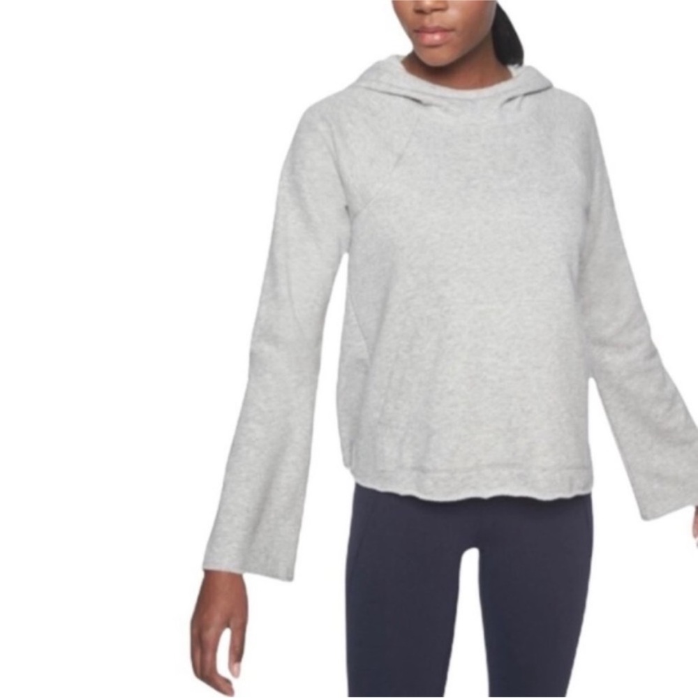 Athleta Pique French Terry Pique heather gray pullover hoodie sweatshirt Small